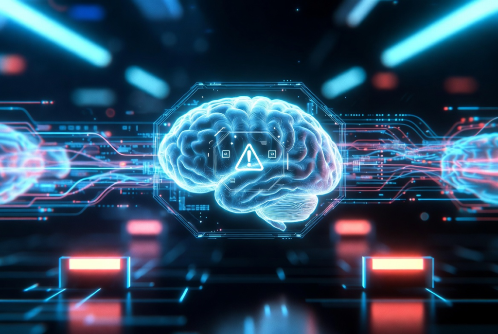 Conceptual illustration of AI safety and advanced artificial intelligence technology regulation.