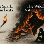 Editorial sketch illustrating the nationwide student protests against the Modi Government over exam leaks, showing a matchstick igniting a burning map of India.