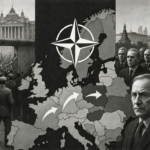 Illustration showing NATO's eastward expansion after the Cold War and the changing European security landscape.
